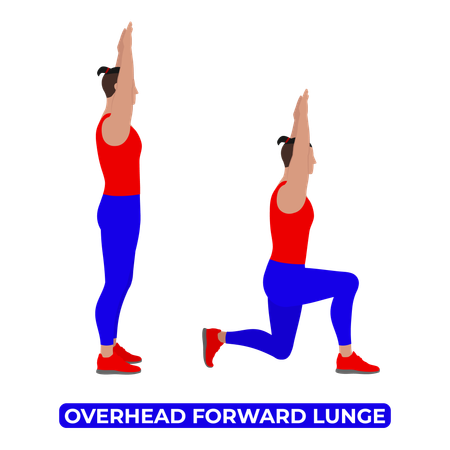 Man Doing Overhead Forward Lunge Exercise  일러스트레이션