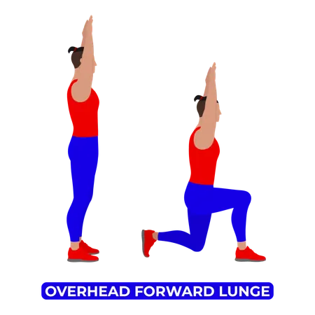 Man Doing Overhead Forward Lunge Exercise  Illustration