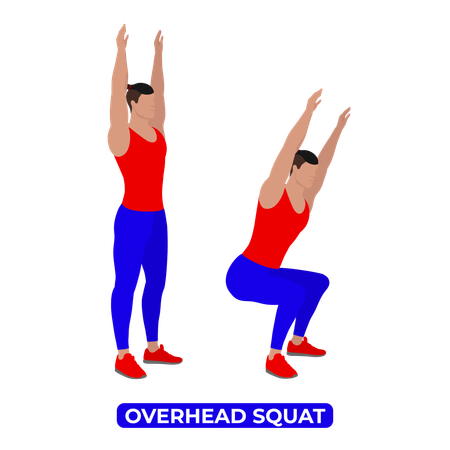 Man Doing Overhead Squat Exercise  Illustration