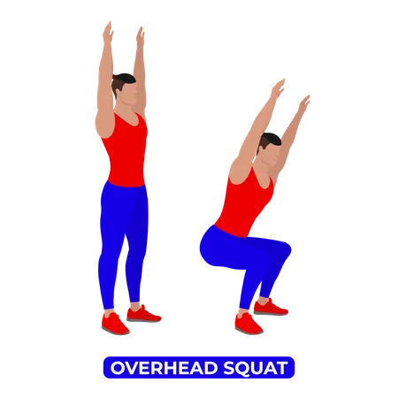 Man Doing Overhead Squat Exercise  Illustration