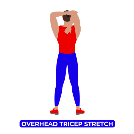 Man Doing Overhead Tricep Stretch  일러스트레이션