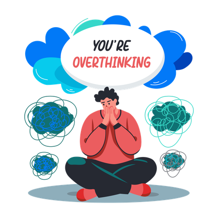 Man doing Overthinking  Illustration