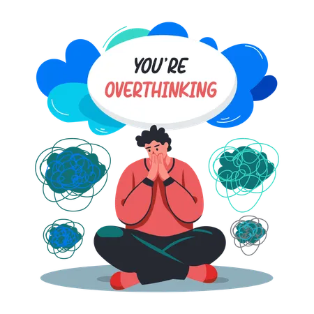 Man doing Overthinking  Illustration