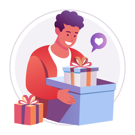 Man doing package Unboxing  Illustration