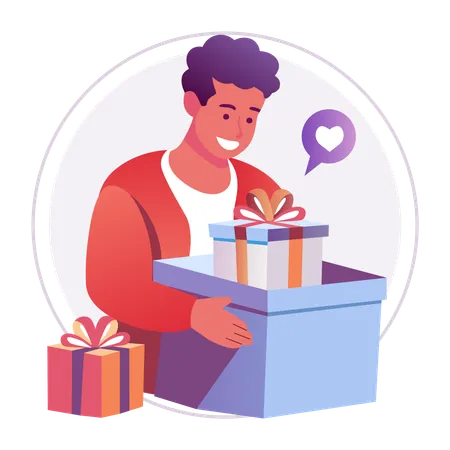 Man doing package Unboxing  Illustration