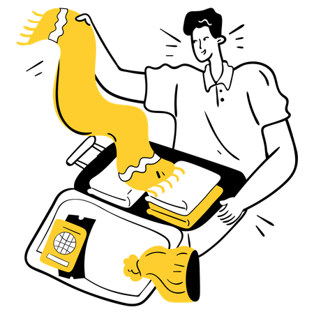 Man doing packing for trip  Illustration