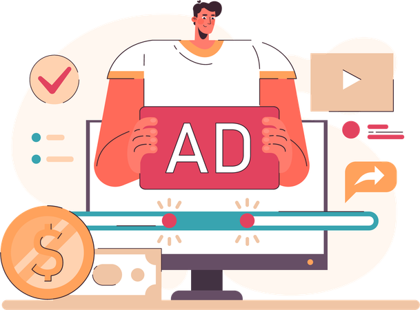 Man doing paid advertisement  Illustration