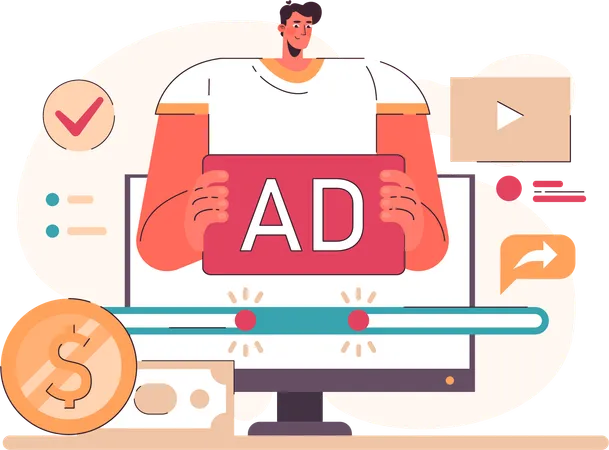 Man doing paid advertisement  Illustration