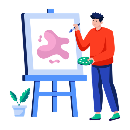 Man doing Painting  Illustration