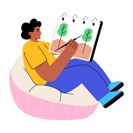 Man doing painting  Illustration