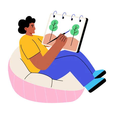 Man doing painting  Illustration