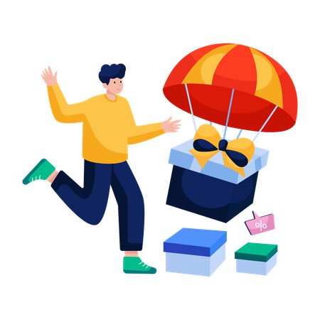 Man doing Parachute delivery  Illustration