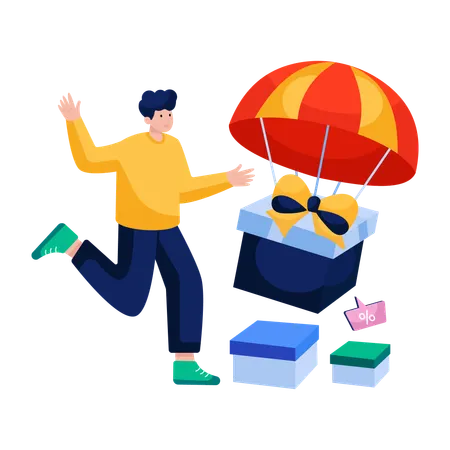Man doing Parachute delivery  Illustration