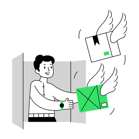 Man doing Parcel Delivery  Illustration