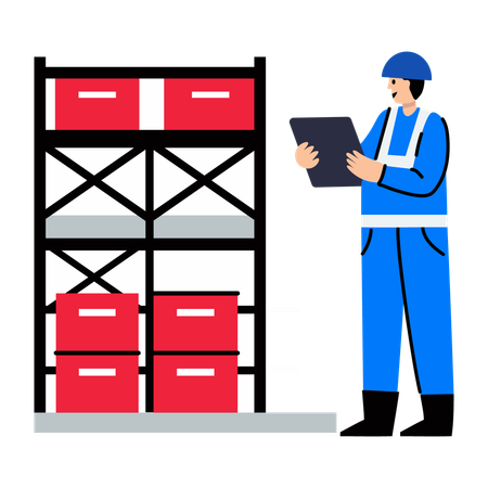 Man Doing Parcel Inspection  Illustration