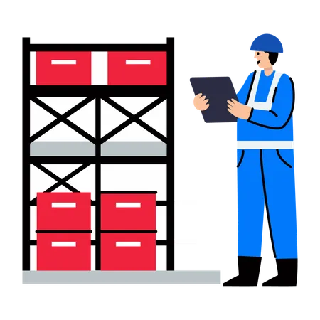 Man Doing Parcel Inspection  Illustration