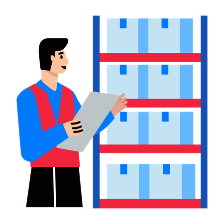 Man Doing Parcel Inspection  Illustration