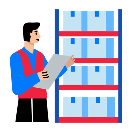 Man Doing Parcel Inspection  Illustration