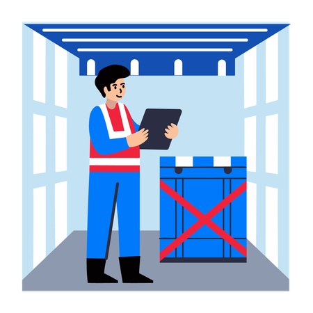 Man Doing Parcel Inspection  Illustration