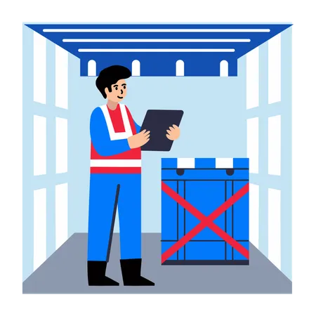 Man Doing Parcel Inspection  Illustration