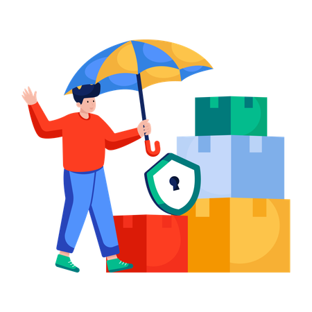 Man doing Parcel security  Illustration