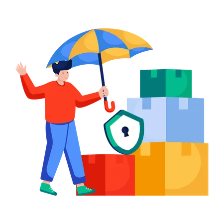 Man doing Parcel security  Illustration