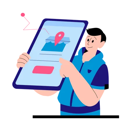 Man doing parcel tracking  Illustration