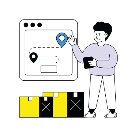 Man doing Parcel Tracking  Illustration