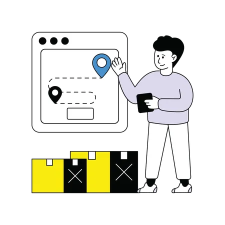 Man doing Parcel Tracking  Illustration