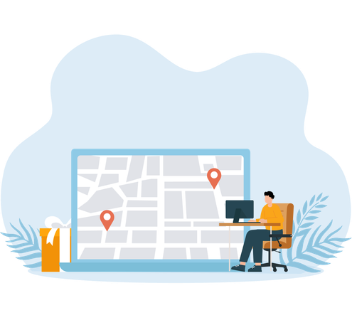 Man doing Parcel Tracking  Illustration