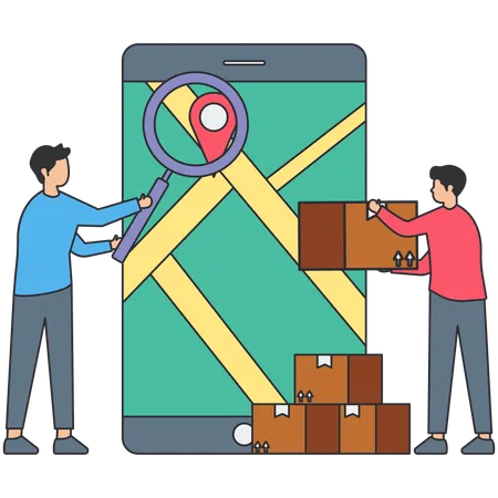 Man doing parcel tracking  Illustration