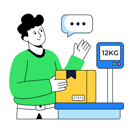 Man doing Parcel Weighing  Illustration