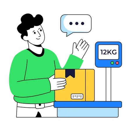 Man doing Parcel Weighing  Illustration
