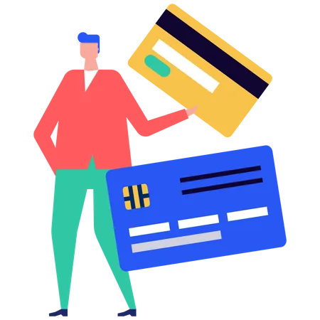 Man doing payment by credit card  イラスト