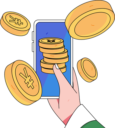 Man doing payment from mobile  Illustration