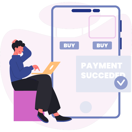 Man doing payment successfully  Illustration