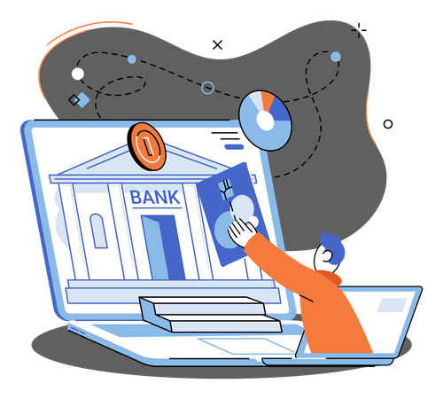 Man doing payment using online bank service  Illustration