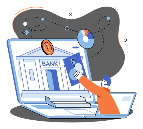 Man doing payment using online bank service  Illustration