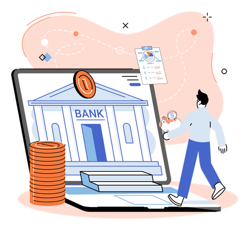 Man doing payment using online banking  Illustration