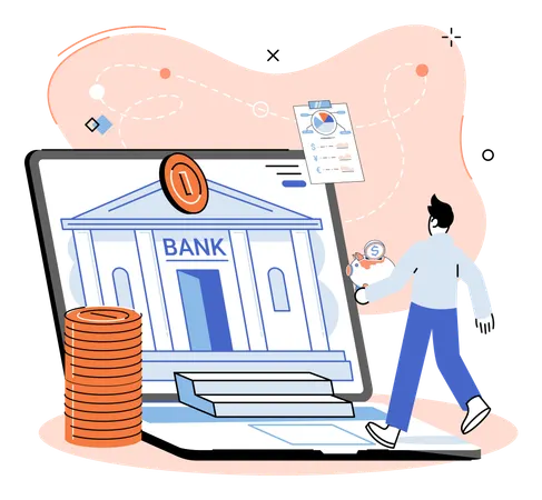 Man doing payment using online banking  Illustration