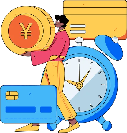 Man doing payment with Payment deadline  Illustration