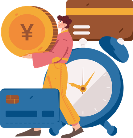 Man doing payment with Payment deadline  Illustration