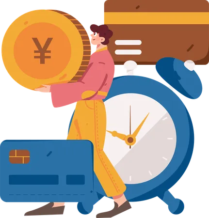 Man doing payment with Payment deadline  Illustration