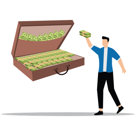 Man doing Personal finance management  Illustration