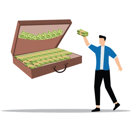 Man doing Personal finance management  Illustration