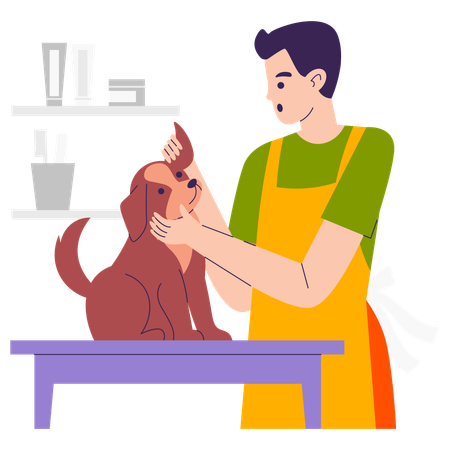 Man doing Pet Inspection  Illustration