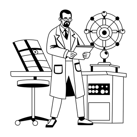 Man doing physic study  Illustration
