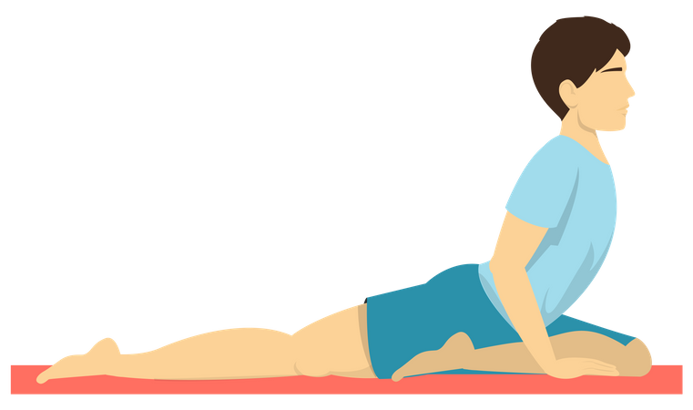 Man doing Pigeon yoga pose  Illustration