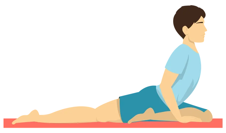 Man doing Pigeon yoga pose  Illustration