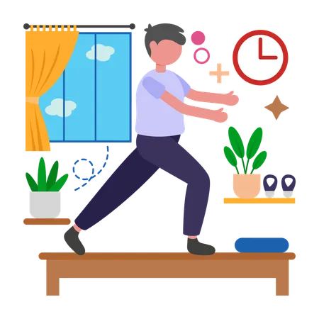 Man doing Pilates Session  Illustration